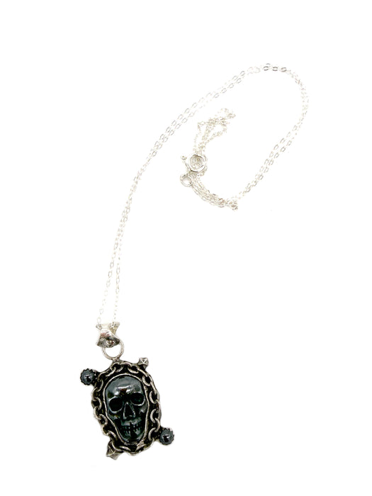 Hematite Skull Necklace