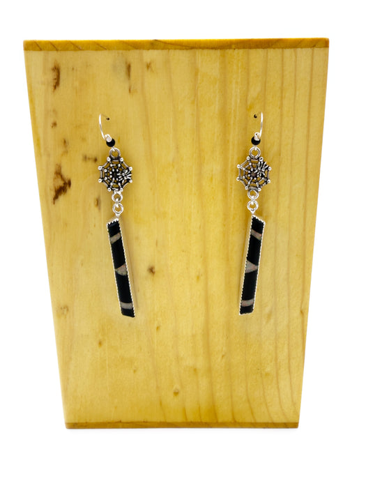 Jet + Opal Spider Dangle Earrings