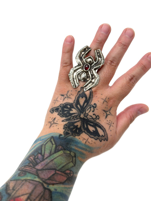 Navajo Sandcast Spider Ring (Sz 8)