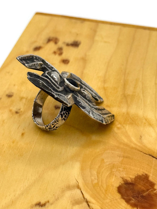 Navajo Sandcast Spider Ring (Sz 8)